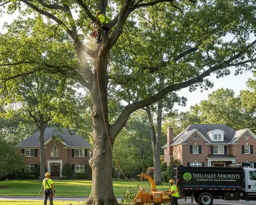 Tree trimming for established trees in Wellesley, MA by a professional tree service