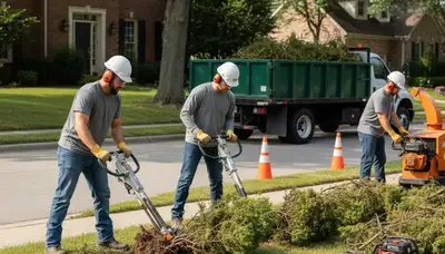 Shrub removal service in Wellesley, MA clearing overgrown bushes for a tree-care project