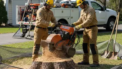 Stump removal service in Wellesley, MA for safe, clean tree stump extraction on local properties