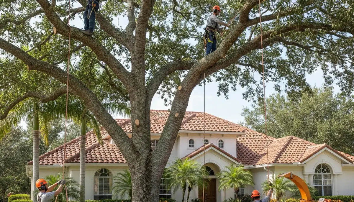 Tree service crew in Wellesley, MA providing professional tree trimming and removal services