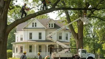 Tree service crew in Wellesley, MA providing professional tree removal and trimming services