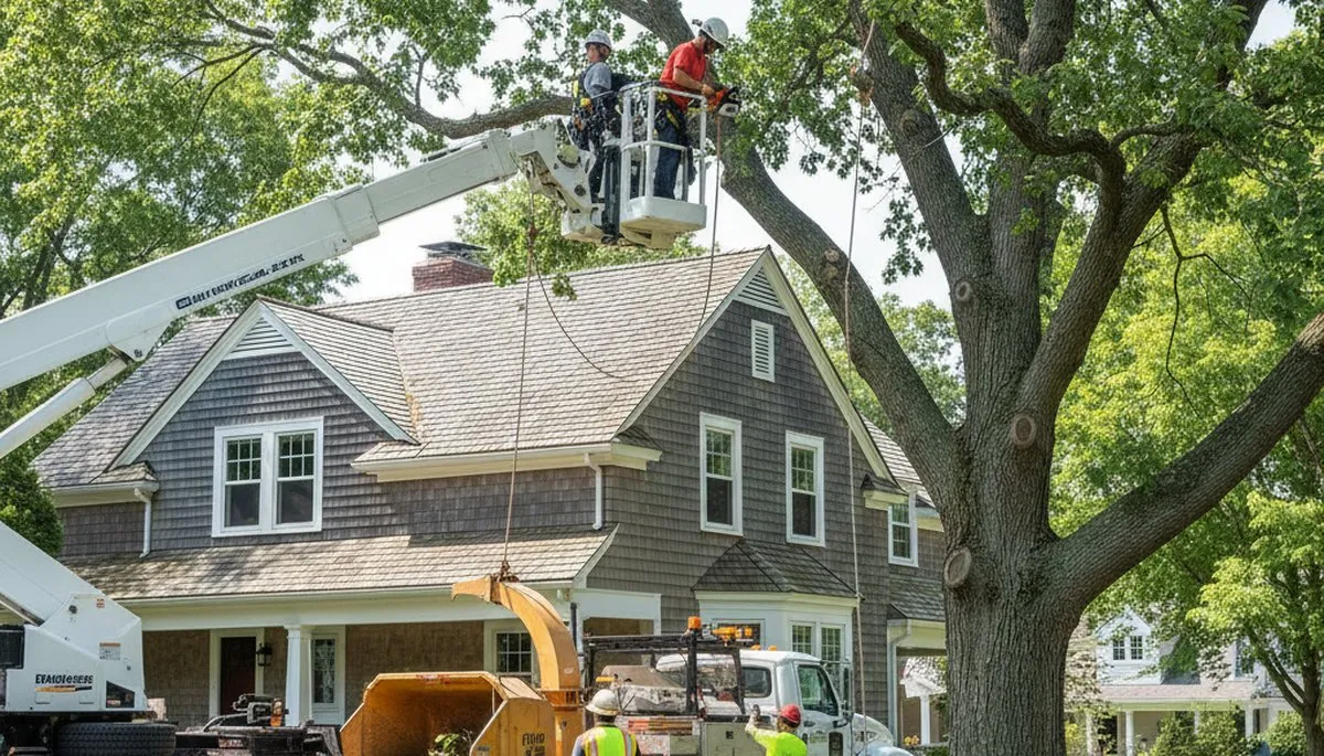 Tree service crew in Wellesley, MA providing professional tree trimming and removal
