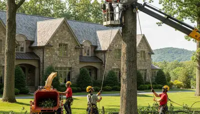Tree service crew in Wellesley, MA providing professional tree trimming and removal solutions