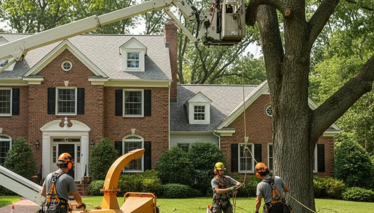Tree service crew in Wellesley, MA providing professional tree trimming and removal services
