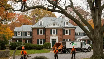 Tree service crew in Wellesley, MA providing professional tree trimming and removal services