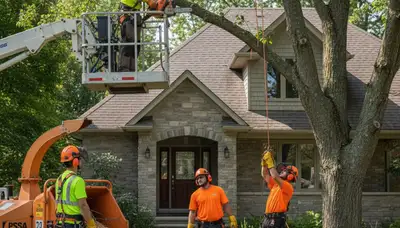 Tree service crew in Wellesley, MA handling professional tree care and removal work
