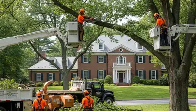 Tree service crew in Wellesley, MA providing professional tree trimming and removal work