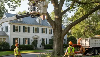 Tree service crew in Wellesley, MA providing professional tree care and removal services