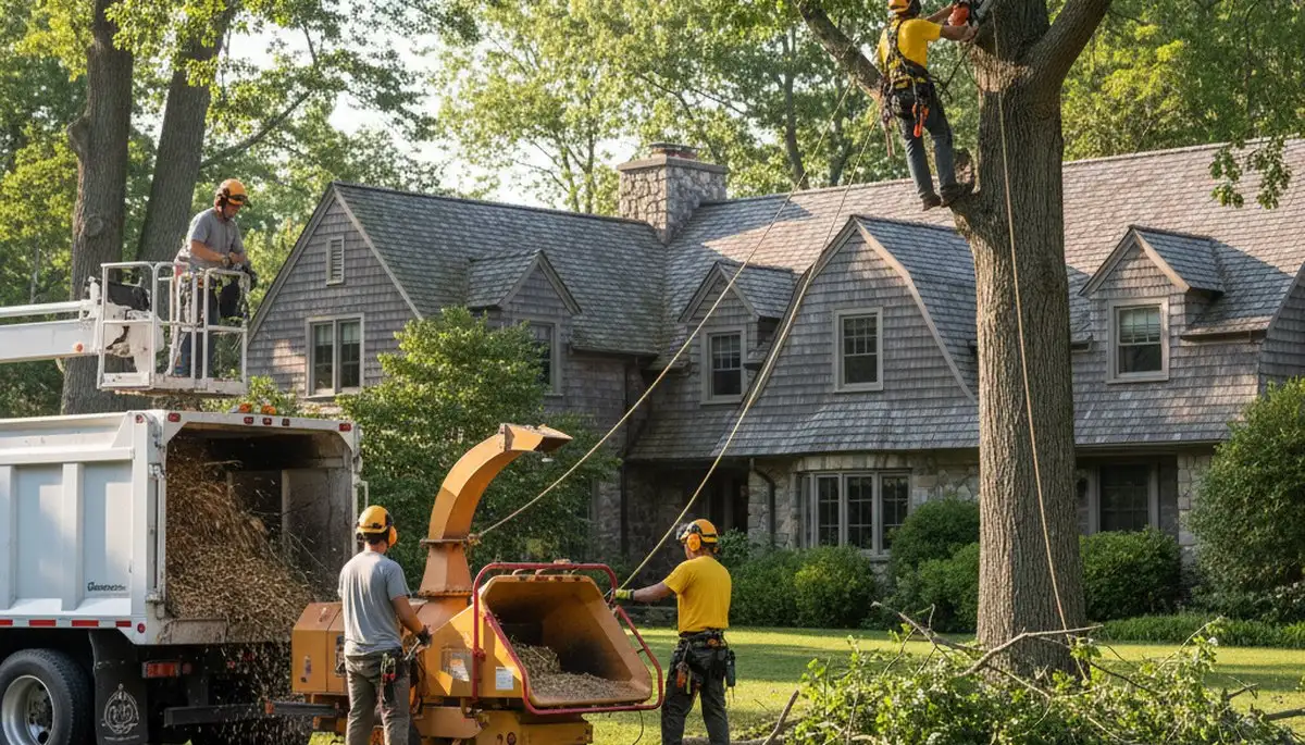 Tree service crew in Wellesley, MA providing professional tree trimming and removal services