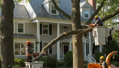 Tree service crew in Wellesley, MA providing professional tree care and removal services