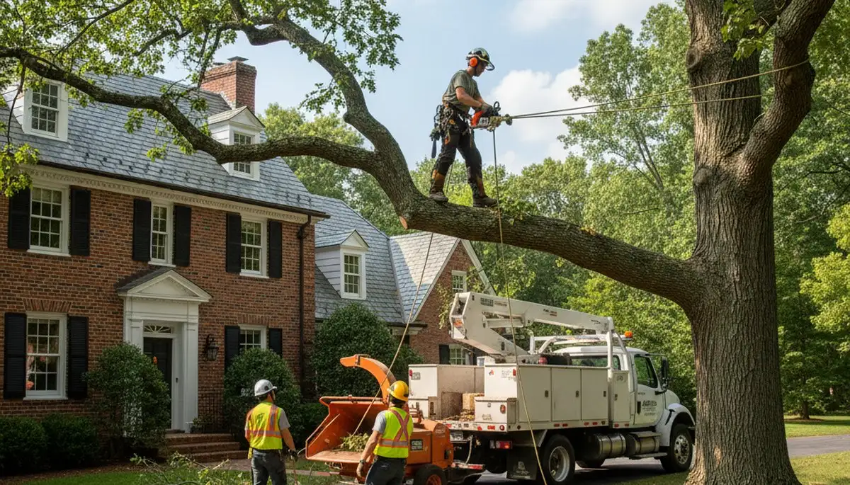 Tree service crew in Wellesley, MA providing professional tree removal and trimming support